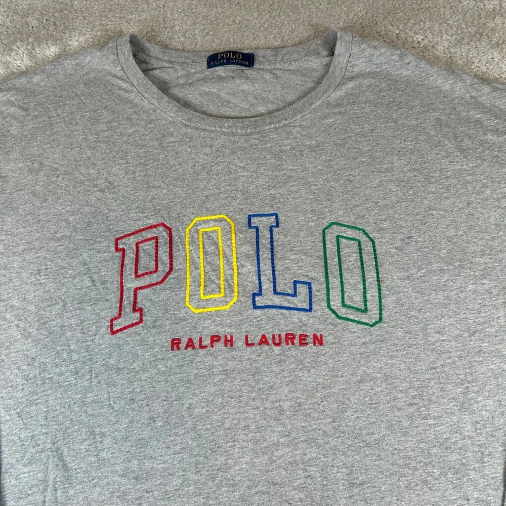Polo Ralph Lauren Long Sleeve T-Shirt Mens 4XL Gray Multi-Color Spellout Logo